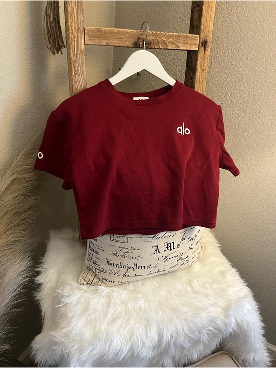 ALO Yoga Tops - ALO Yoga Cropped Tee — Deep Wine